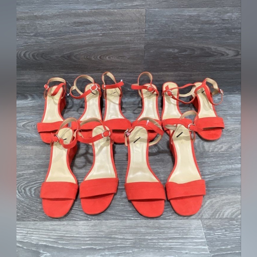 NEW J Crew Designer Elegant Red Wedge Women Sandals Stiletto Heels 7.5  8  8.5 - Picture 1 of 7